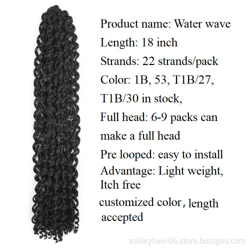 18 Inch Cheap Ombre Pre Looped Water Wave Rich Synthetic Crochet Braid Hair